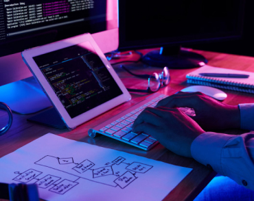 a person writing on a keyboard